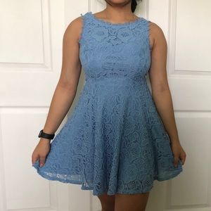 Blue Lace Skater Dress